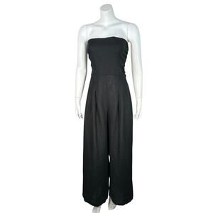 Faithful the Brand Alegrias Strapless Linen Jumpsuit Size 8 Black Vacation Beach